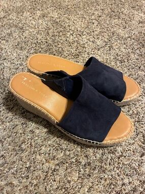 Preston & York Navy Suede Espadrille Wedges